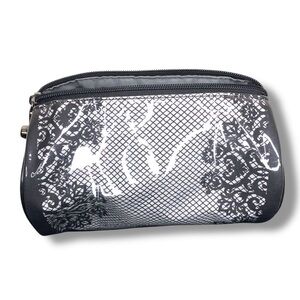 Clarisonic Barrel Bag Makeup Cosmetic Travel Black Lace Look Zip Closure